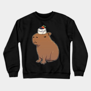 Capybara with Pavlova on its head Crewneck Sweatshirt